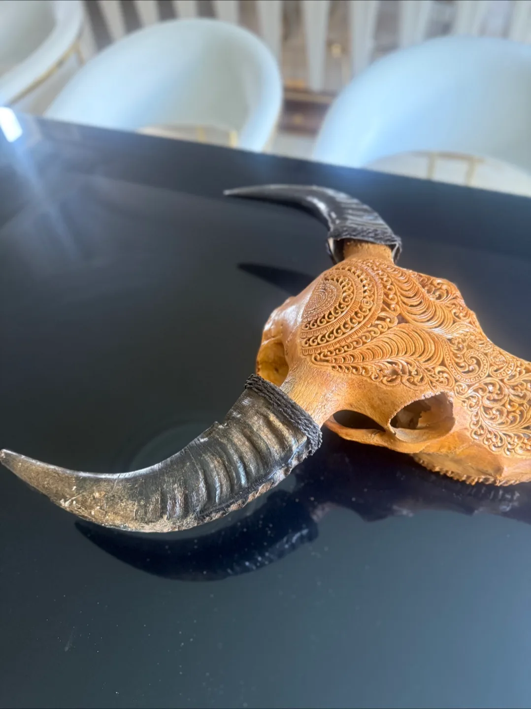 Carved Water Buffalo Skull image indicator(4)