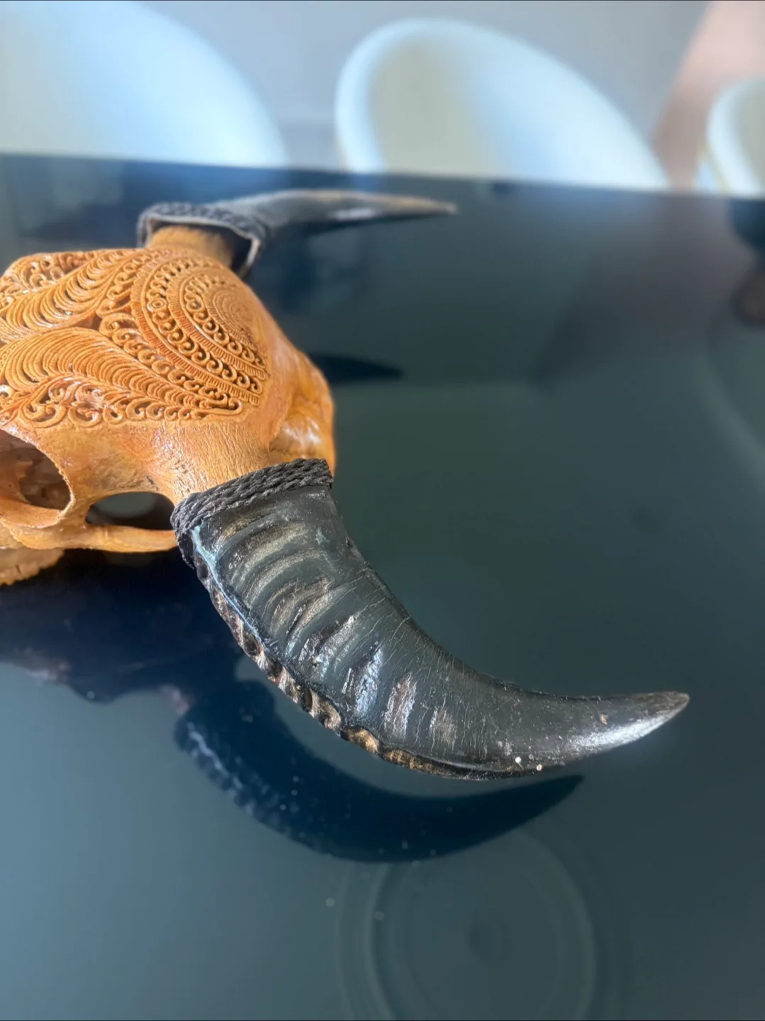 Carved Water Buffalo Skull image indicator(5)