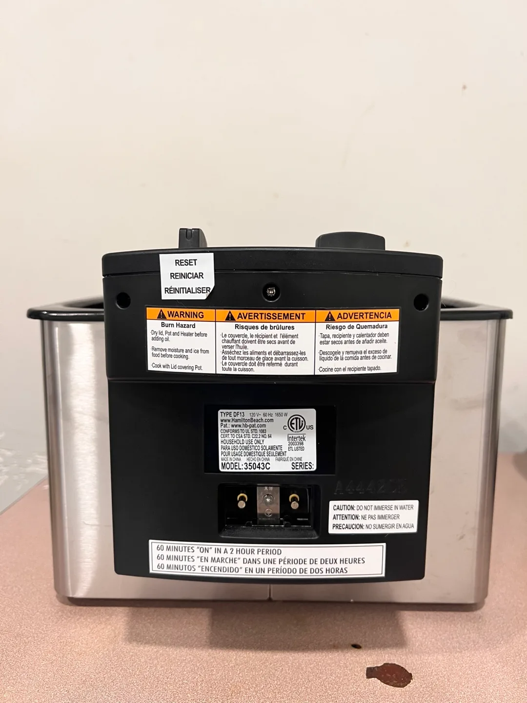 Hamilton Beach Professional-Style 5 Litre Deep Fryer OPEN BOX image indicator(4)