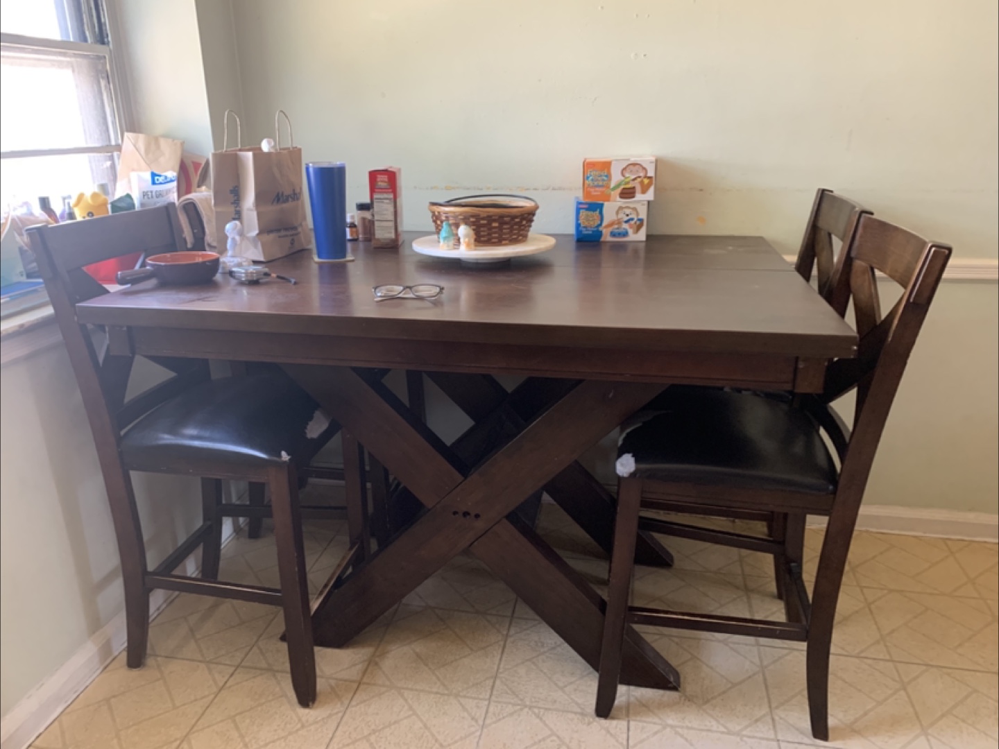 Dark Brown Dining Table with 6 Chairs
