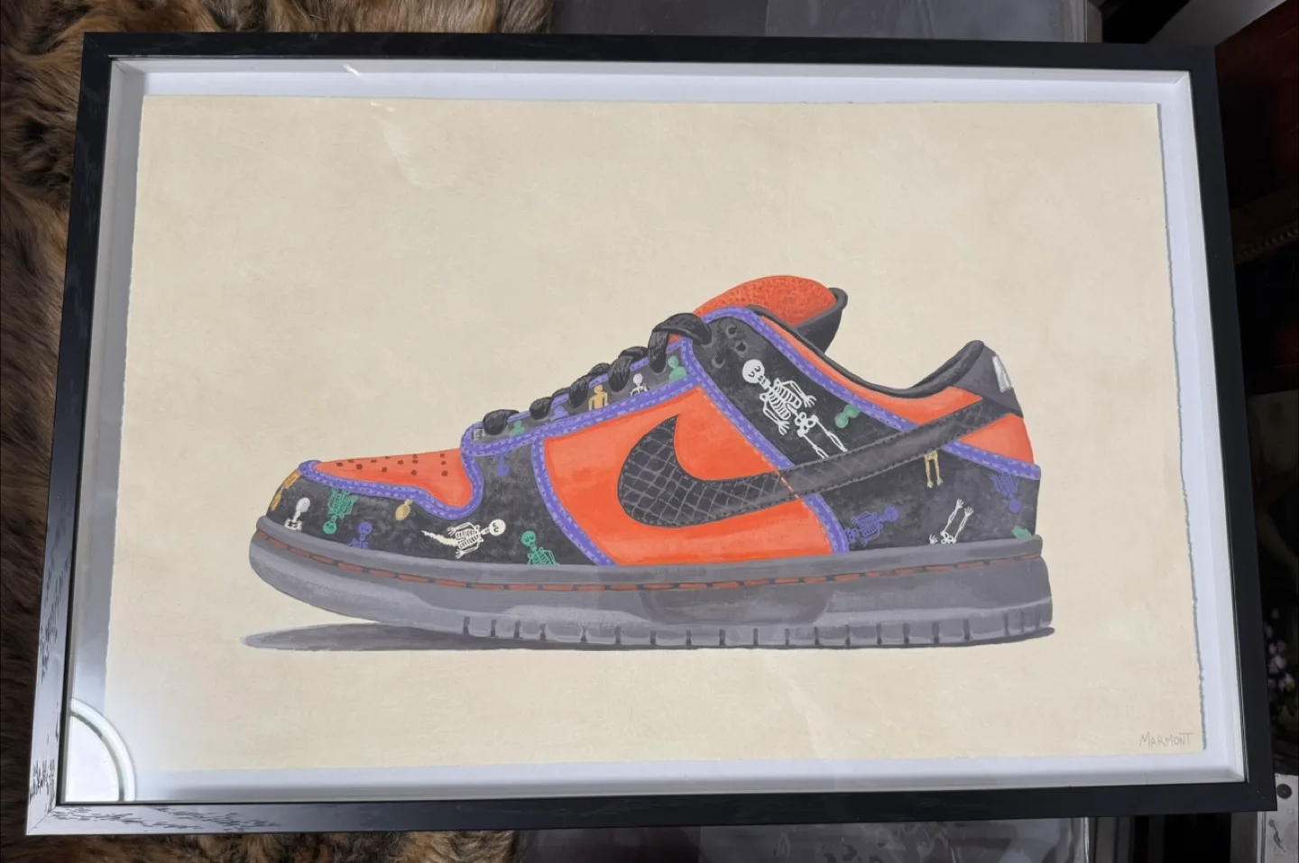 Framed Nike Dunk Low Dia de Muertos Art thumbnail