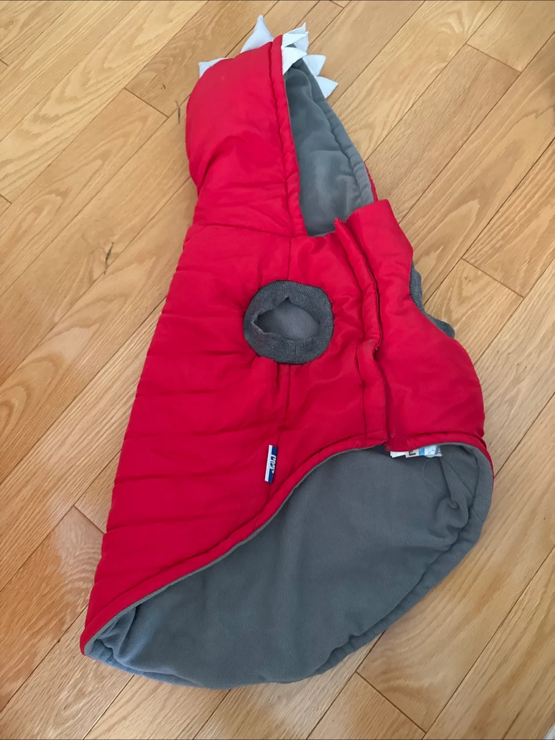 Red Dino Dog Puffer Coat thumbnail
