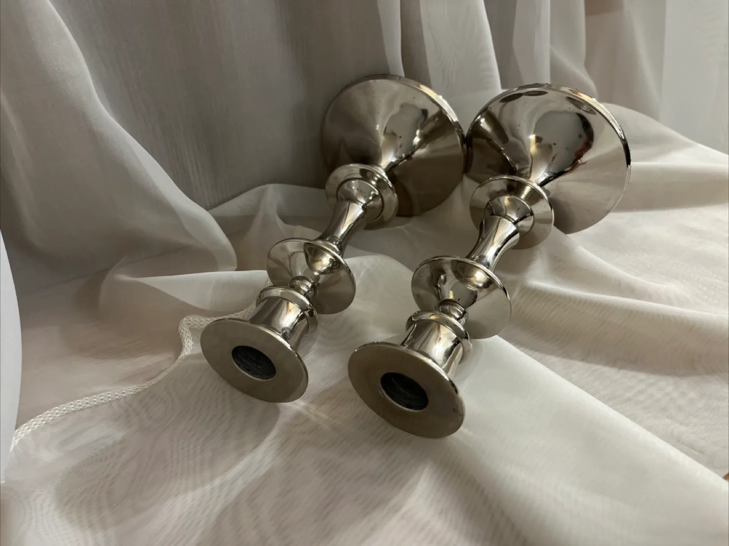 Silver Metal Candlestick Holders - Set of 2 image indicator(4)