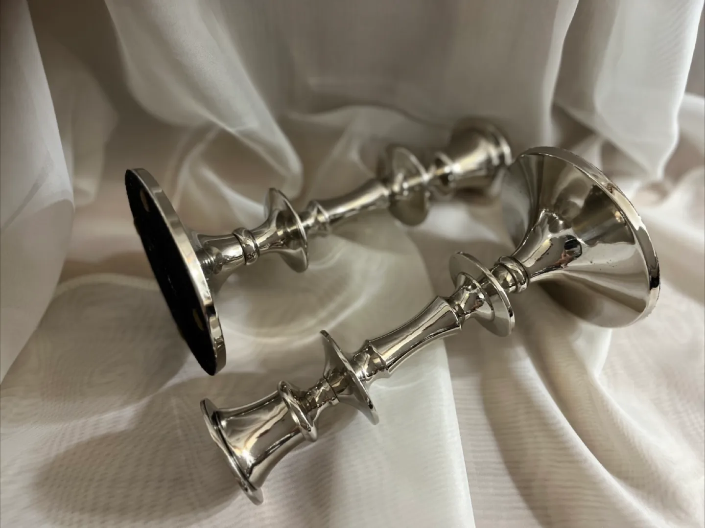 Silver Metal Candlestick Holders - Set of 2 image indicator(3)
