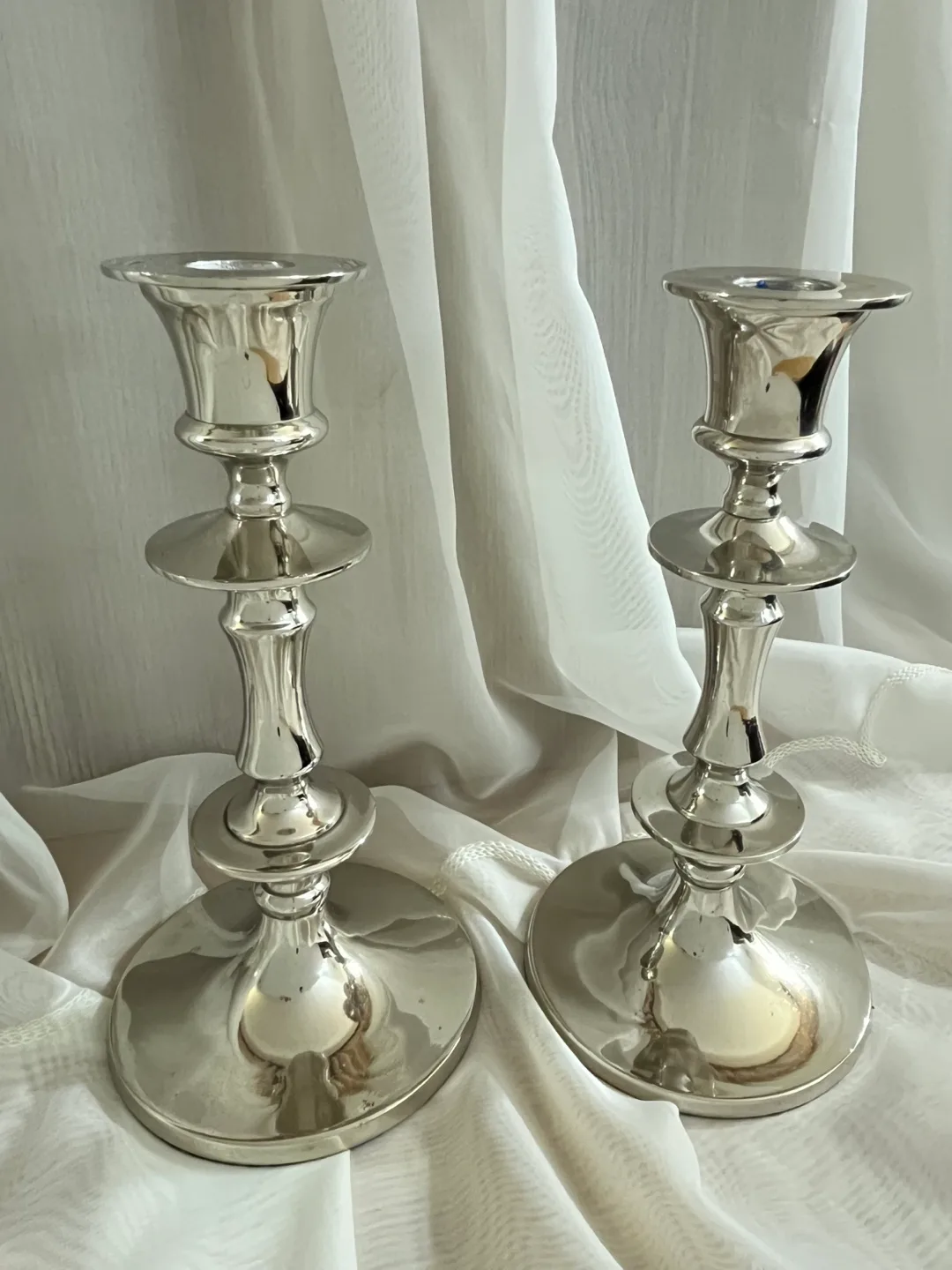 Silver Metal Candlestick Holders - Set of 2 image indicator(2)