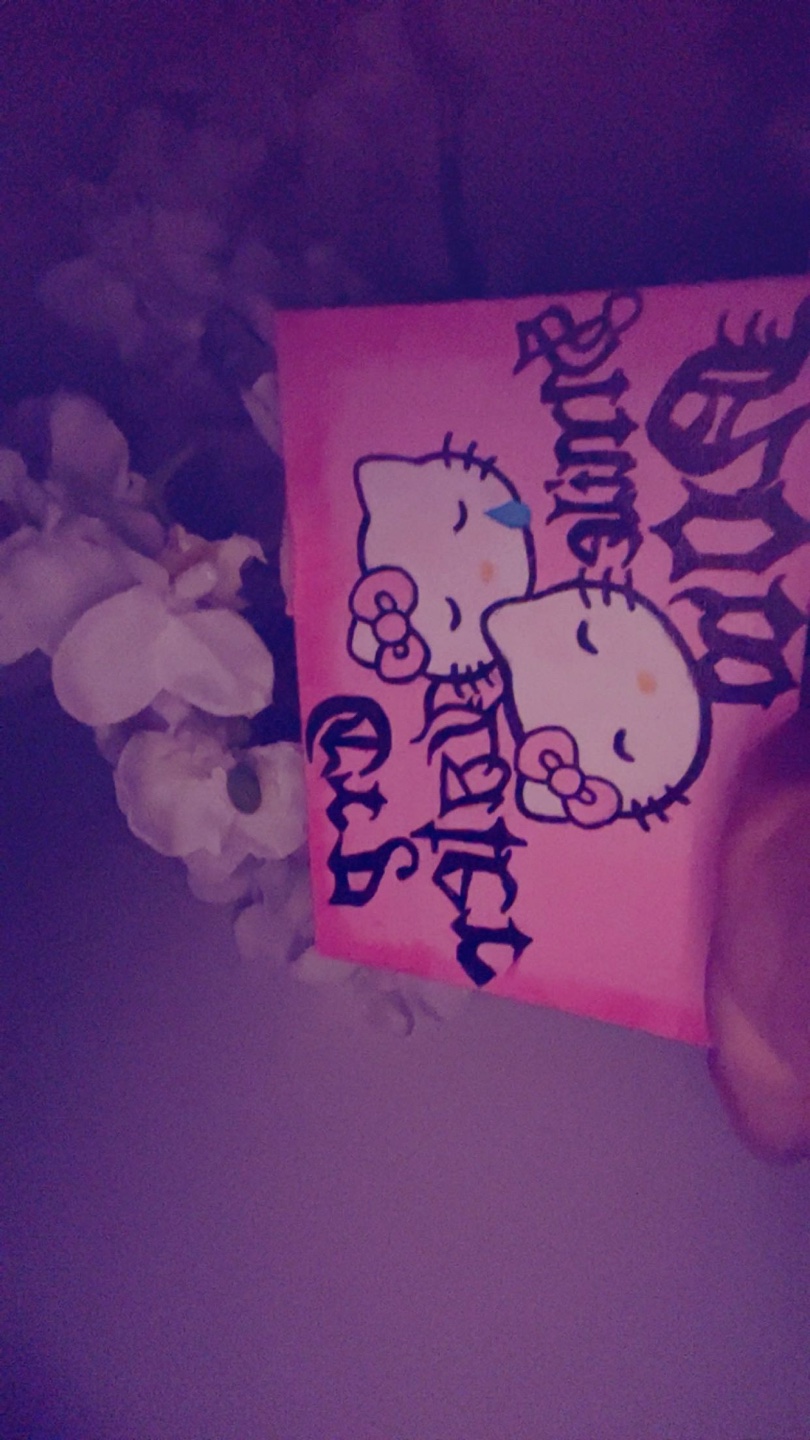 Hello Kitty Pink Canvas Painting smile now cry later