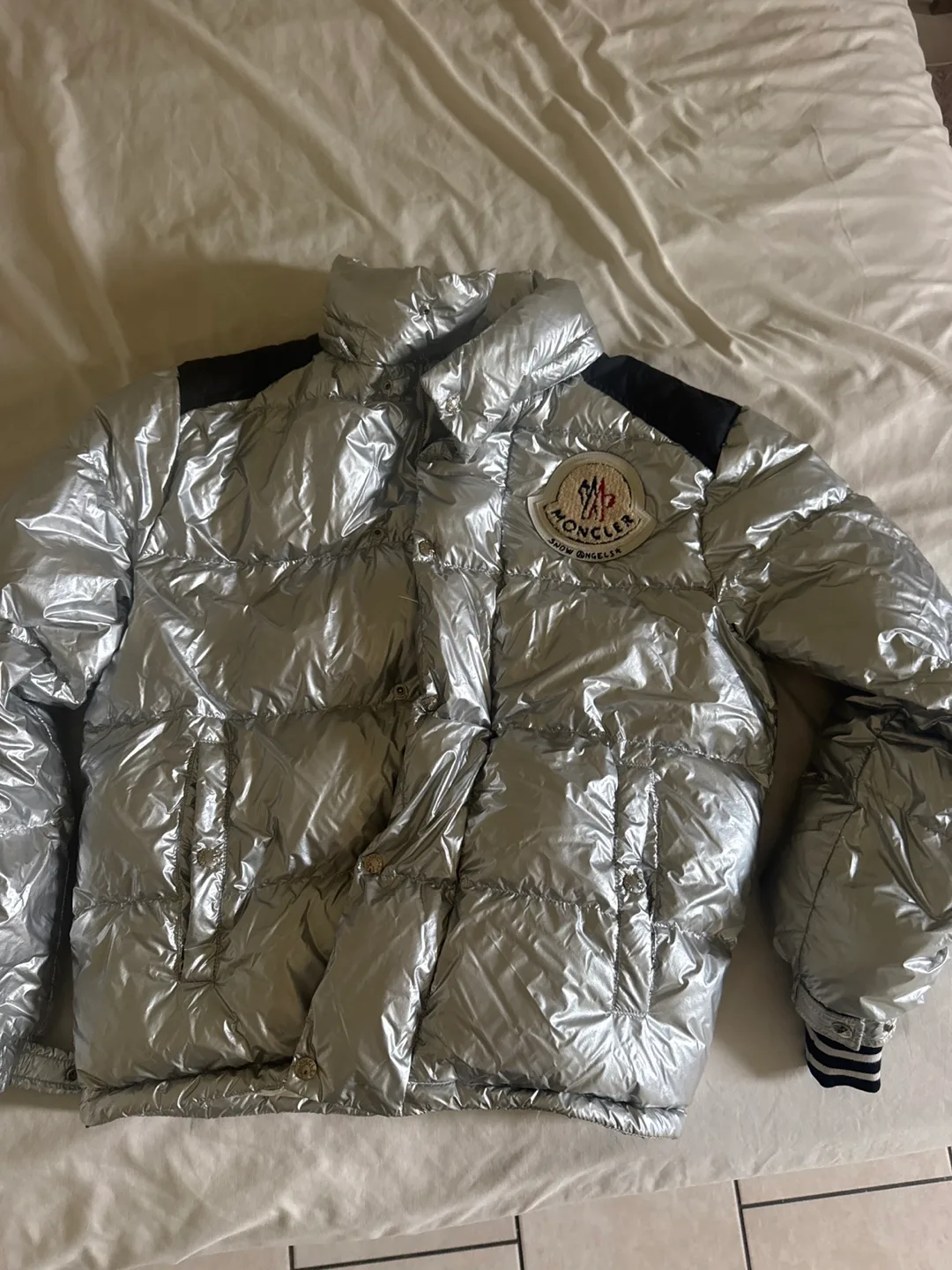 Moncler Silver Puffer Jacket image indicator(3)