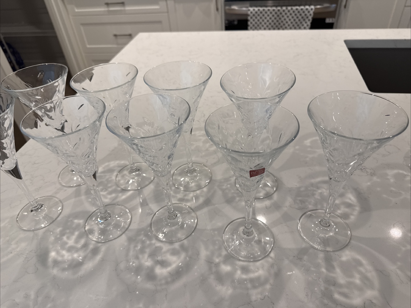 Set of 12 Clear Glass Martini Glasses