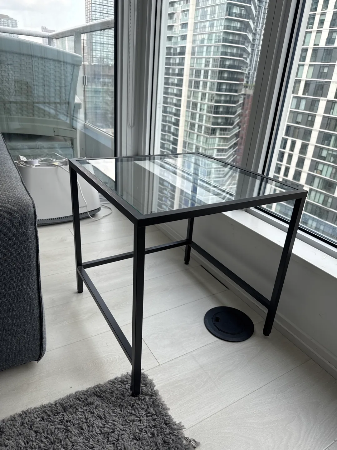 Black Metal & Glass Side Table thumbnail
