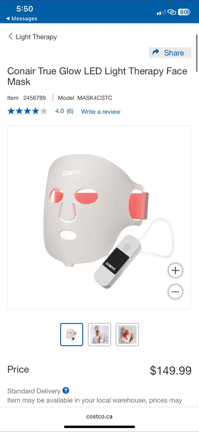 Conair True Glow LED Light Therapy Face Mask image indicator(4)