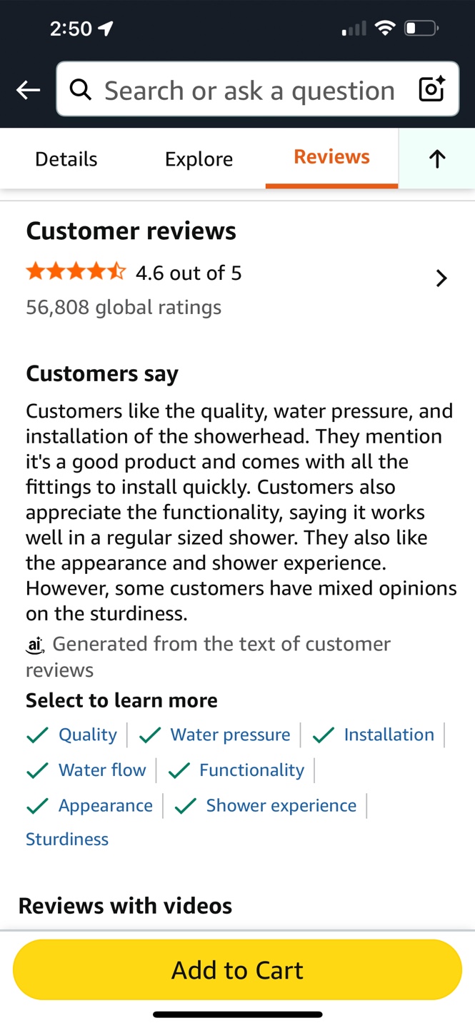 NEW Shower head - SparkPod 6" Gold Rainfall Style - photo 4