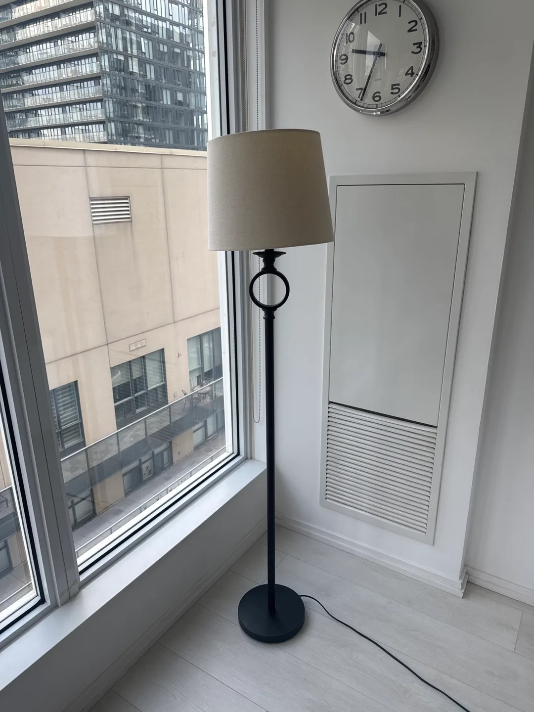 Floor Lamp - Black Metal with Beige Shade thumbnail