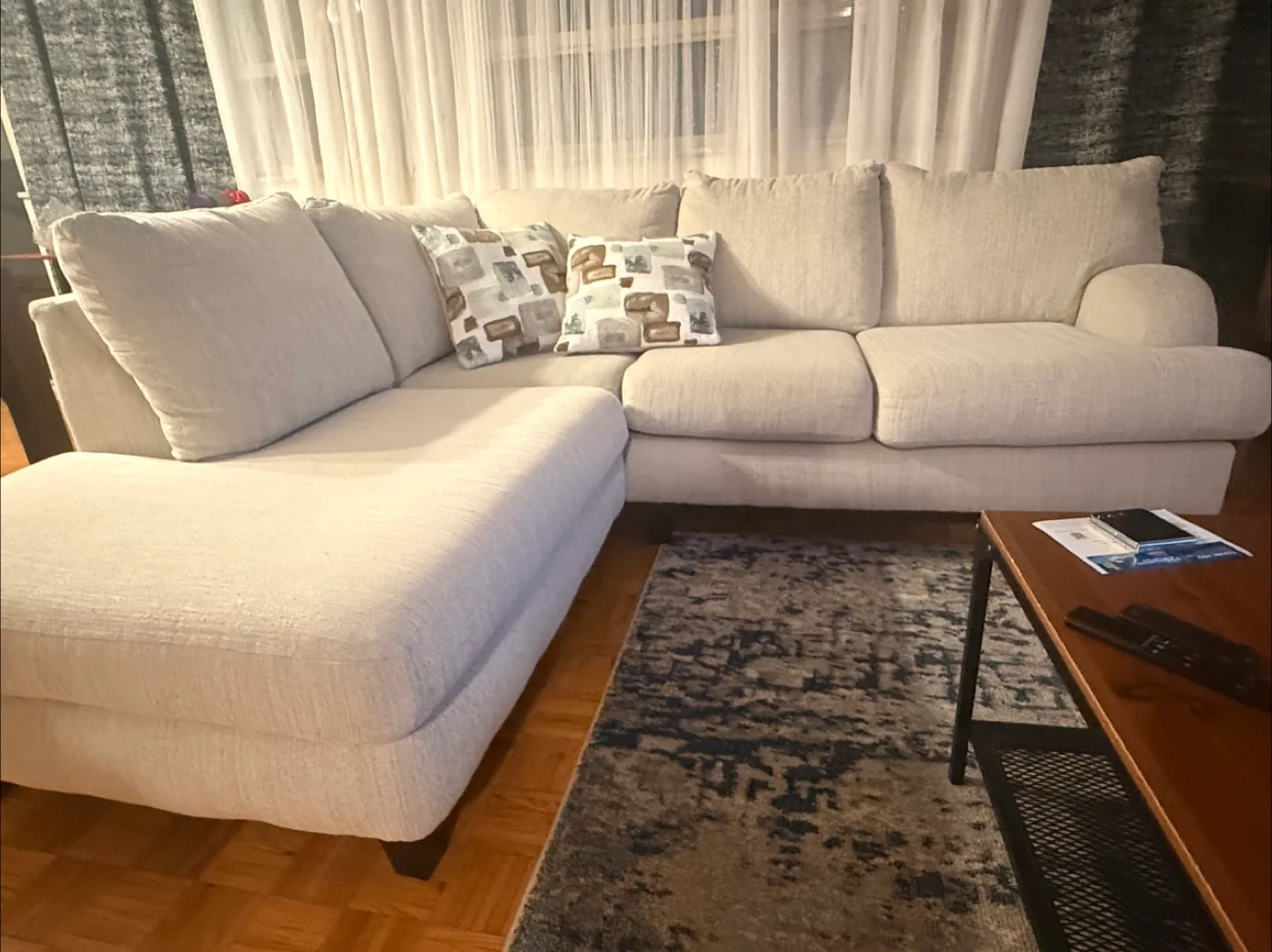 Beige Sectional Sofa (88x75 inches) thumbnail