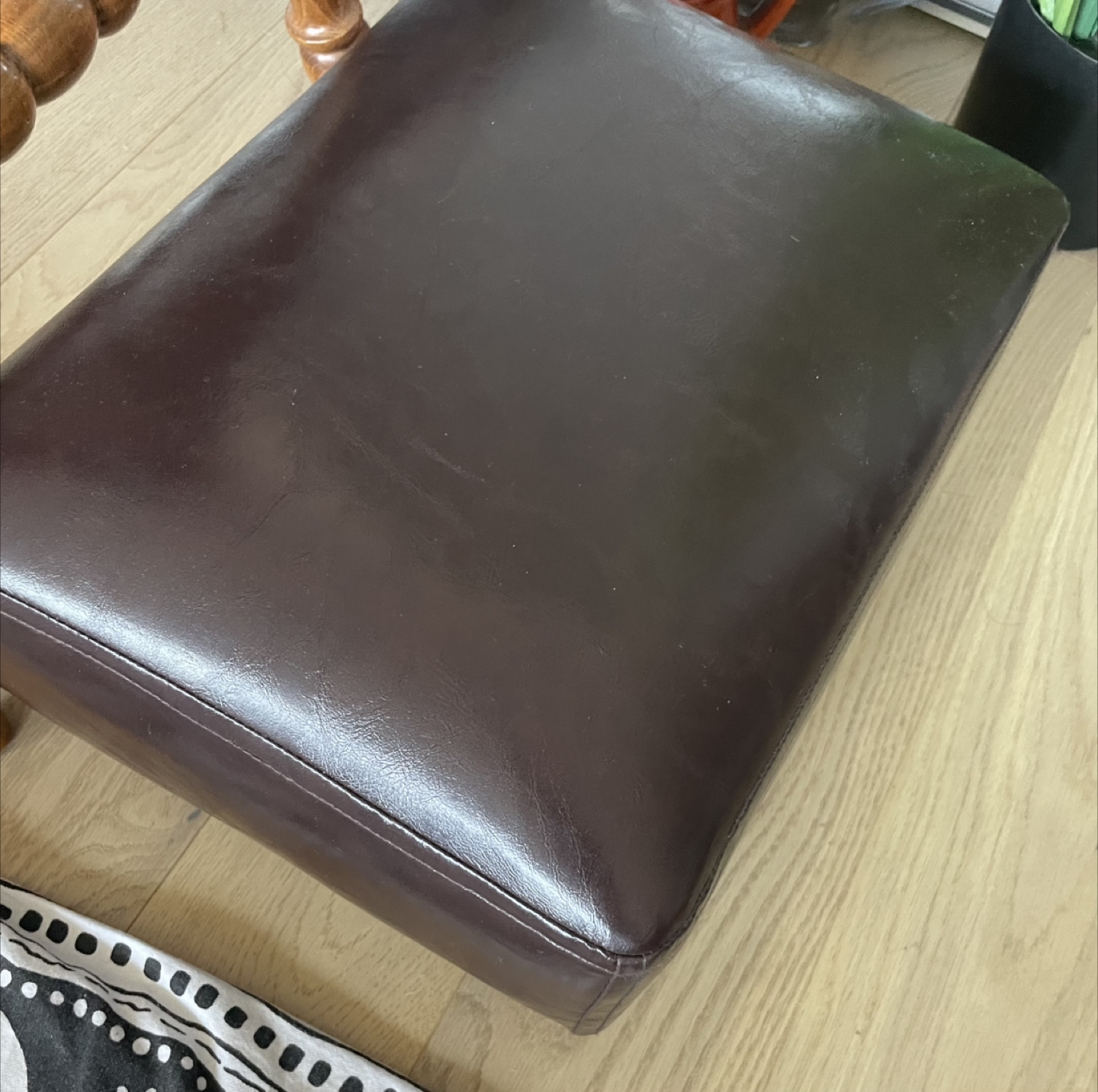 Brown Faux Leather Ottoman Footstool - photo 2