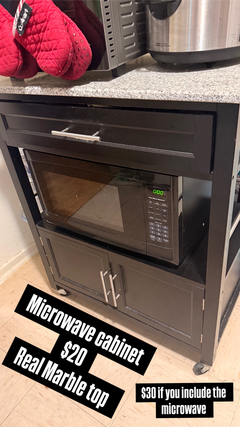 Microwave Cabinet with Marble Top