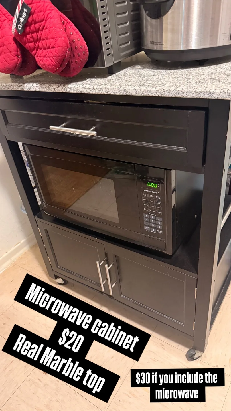 Microwave Cabinet with Marble Top thumbnail
