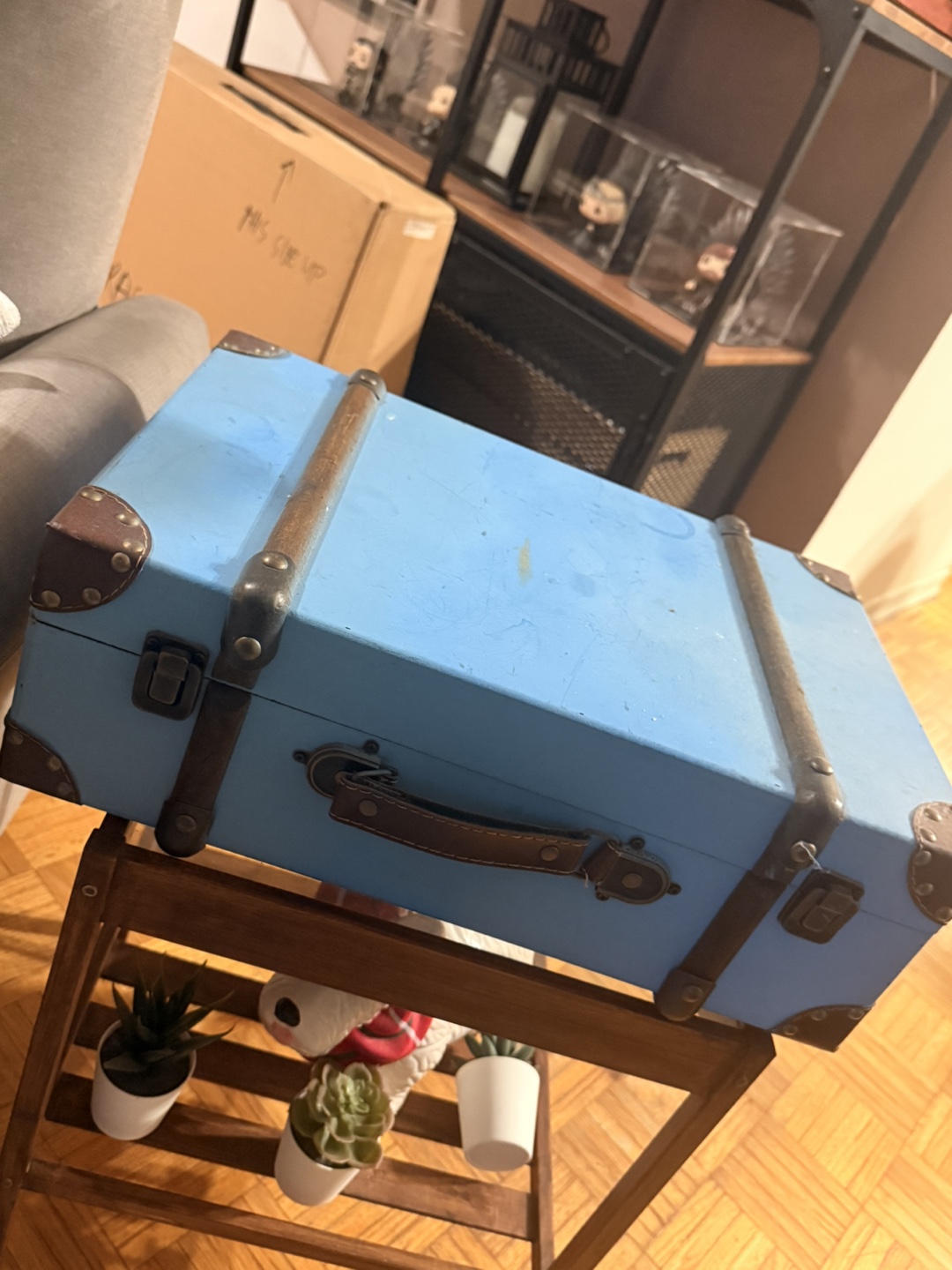 Vintage Blue Suitcase Decor
