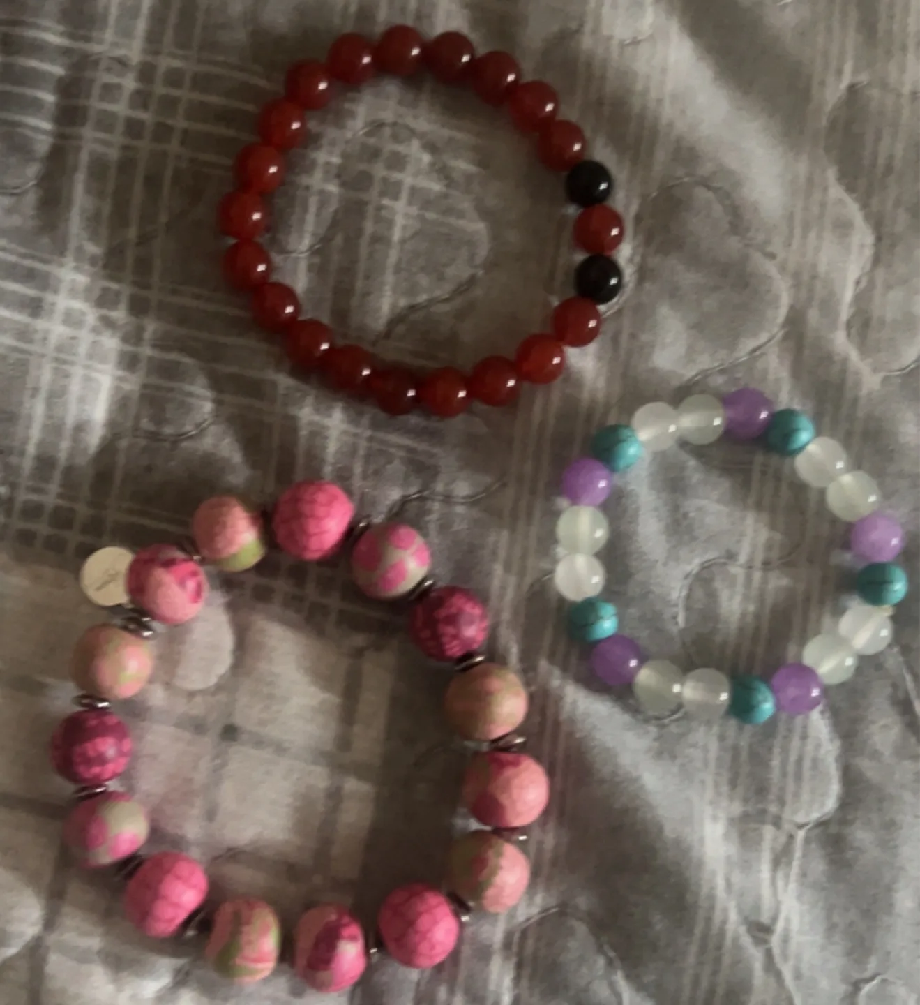 Beaded Bracelets - Red, Pink, Purple thumbnail