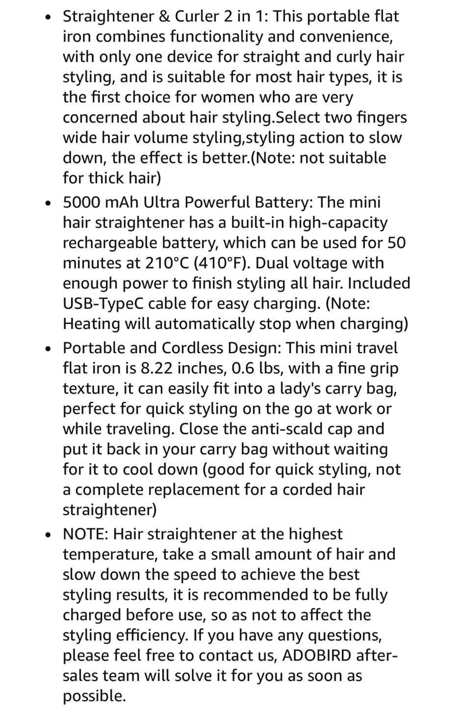 Adobird 2-in-1 Cordless Hair Straightener image indicator(3)