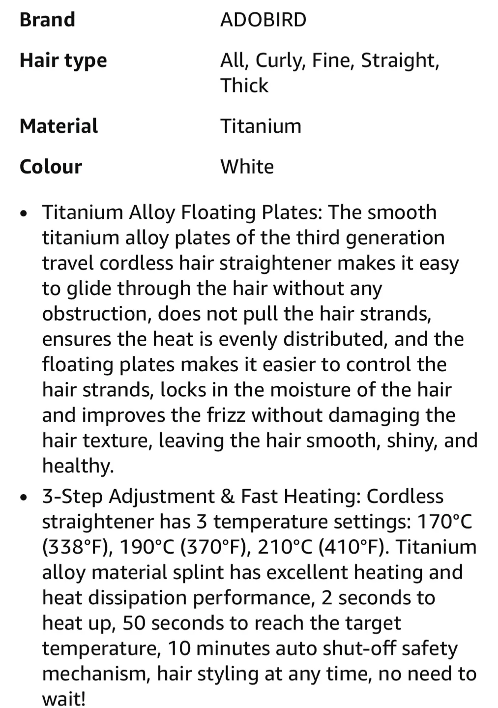 Adobird 2-in-1 Cordless Hair Straightener image indicator(2)