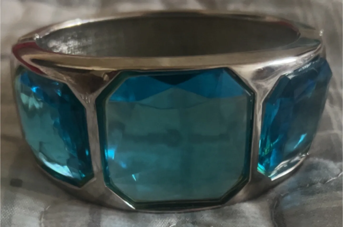 Silver Blue Gemstone Cuff Bracelet thumbnail