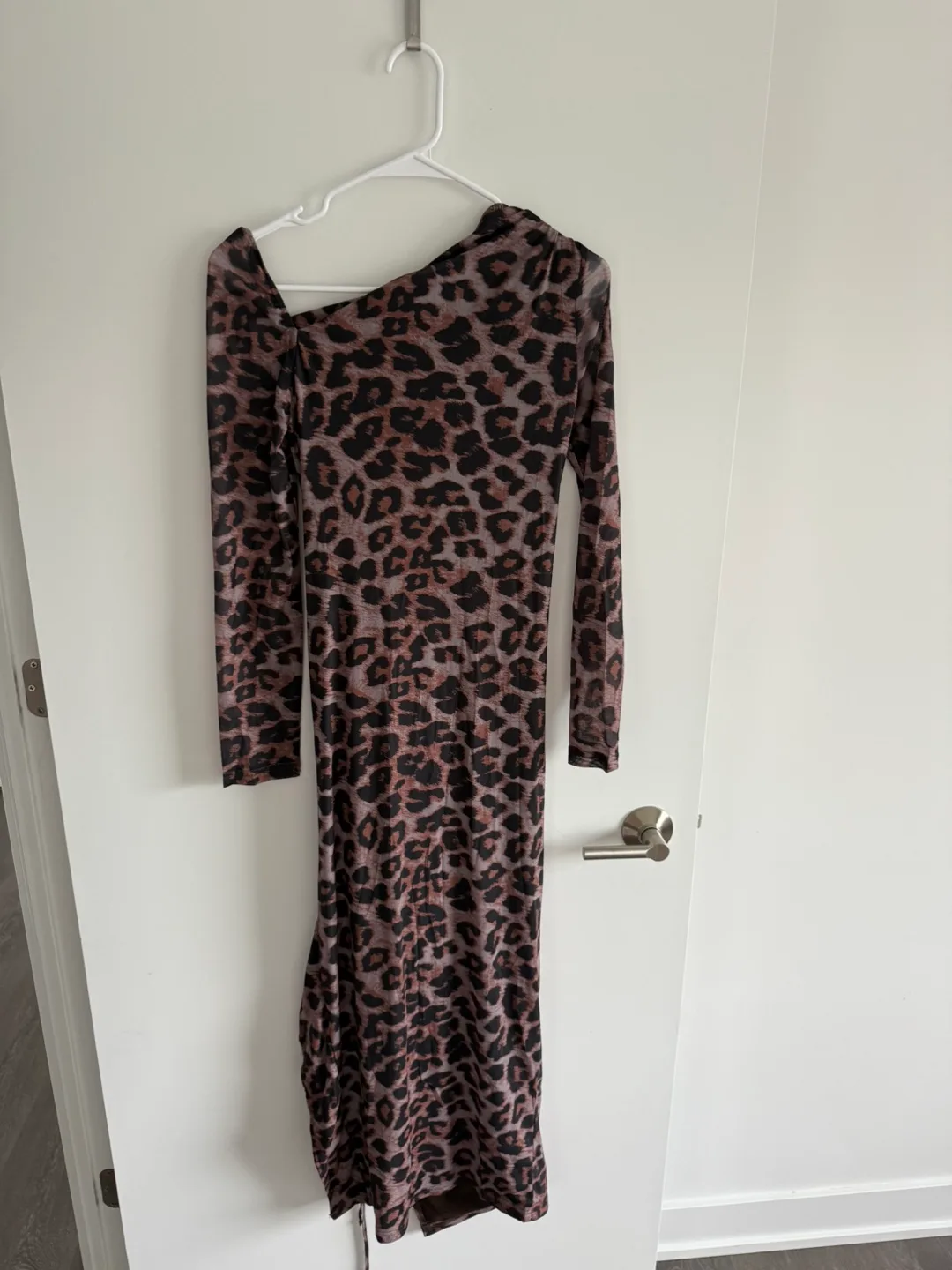 Leopard Print Ruched Midi Dress thumbnail