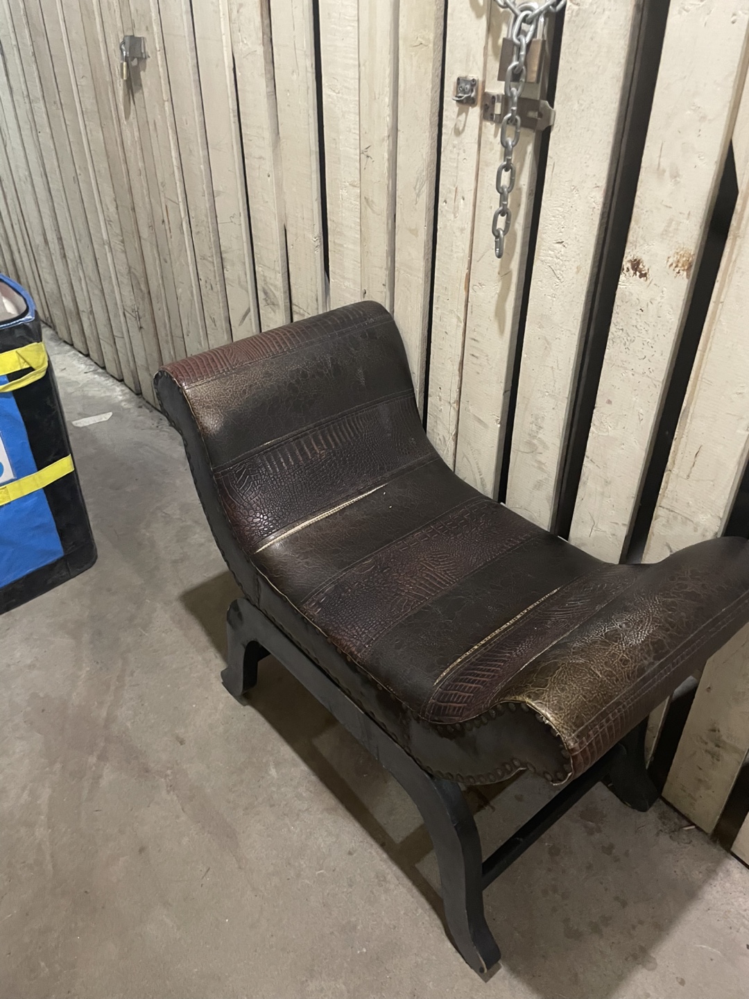 Vintage Brown Leather Bench