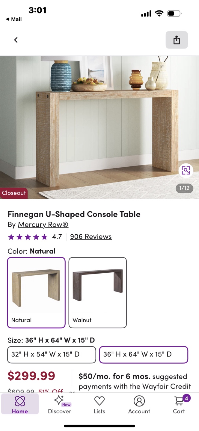 Mercury Row Finnegan U-Shaped Console Table - Natural - photo 4