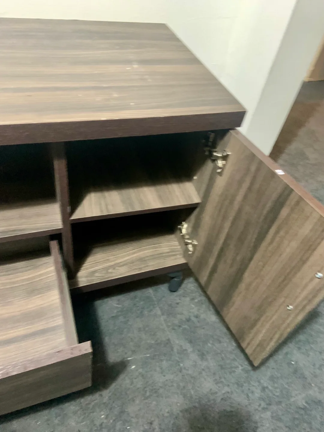 Wood TV Stand Media Console Cabinet image indicator(2)