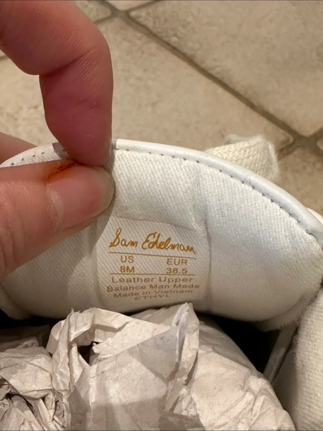 Sam Edelman Ethyl White Leather Sneakers - Size 8 image indicator(8)