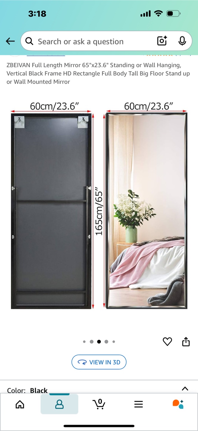 Full Length Black Frame Mirror - photo 4