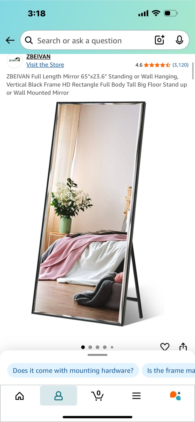 Full Length Black Frame Mirror - photo 3