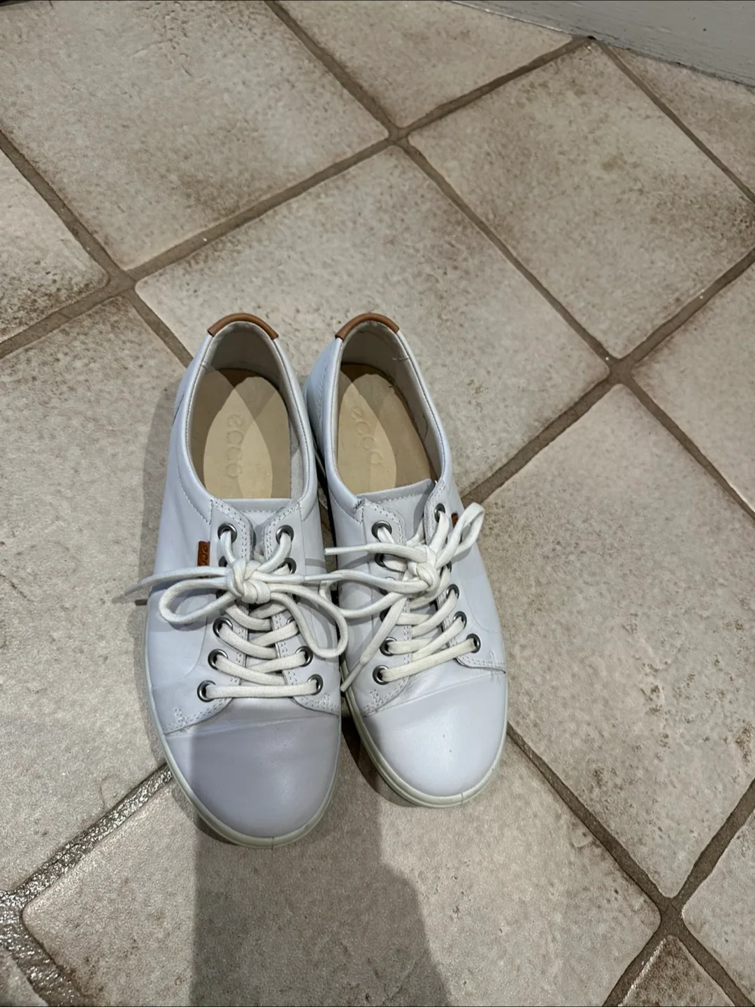 Ecco White Leather Sneakers - 38 women’s image indicator(4)