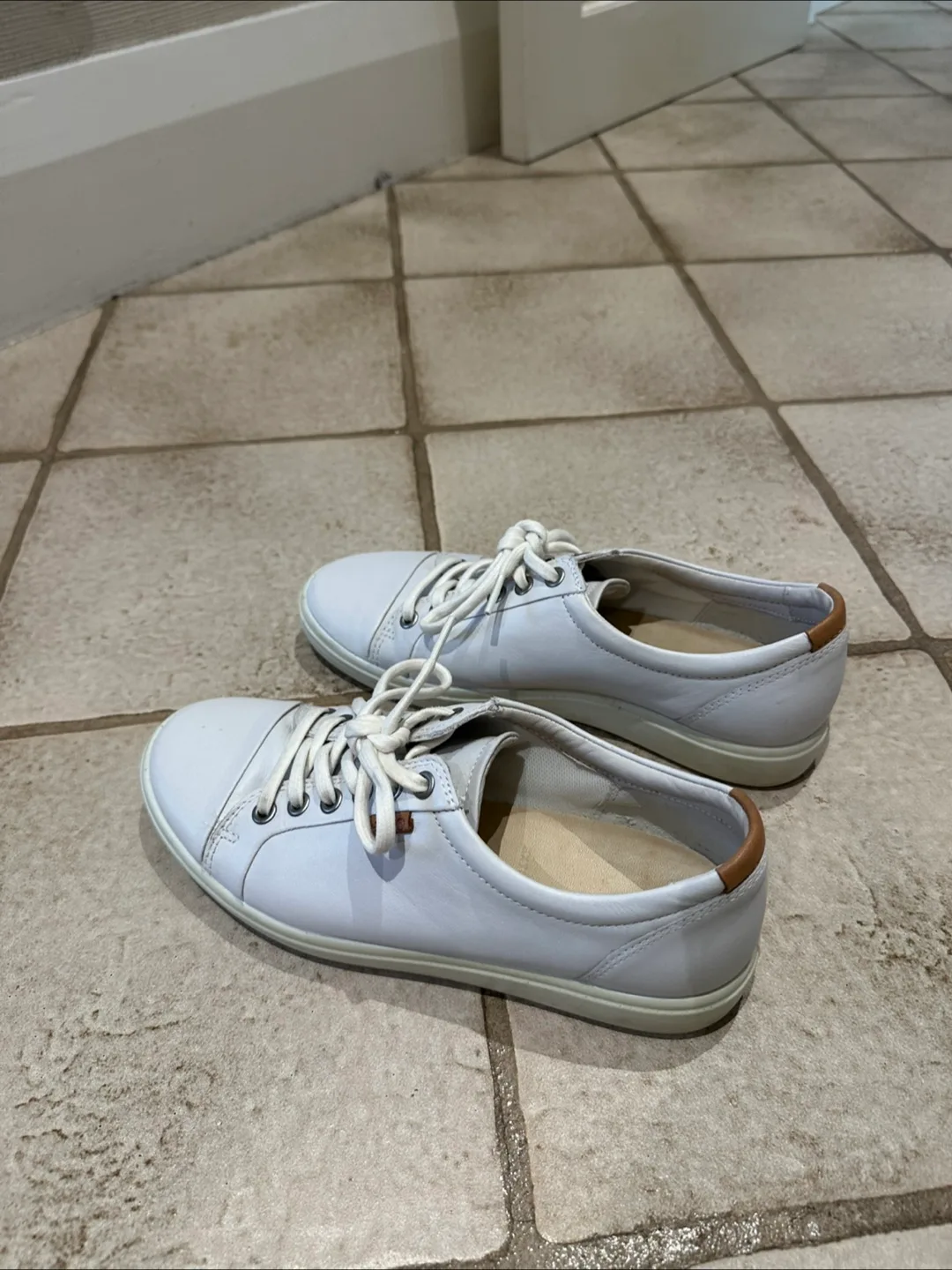 Ecco White Leather Sneakers - 38 women’s image indicator(2)