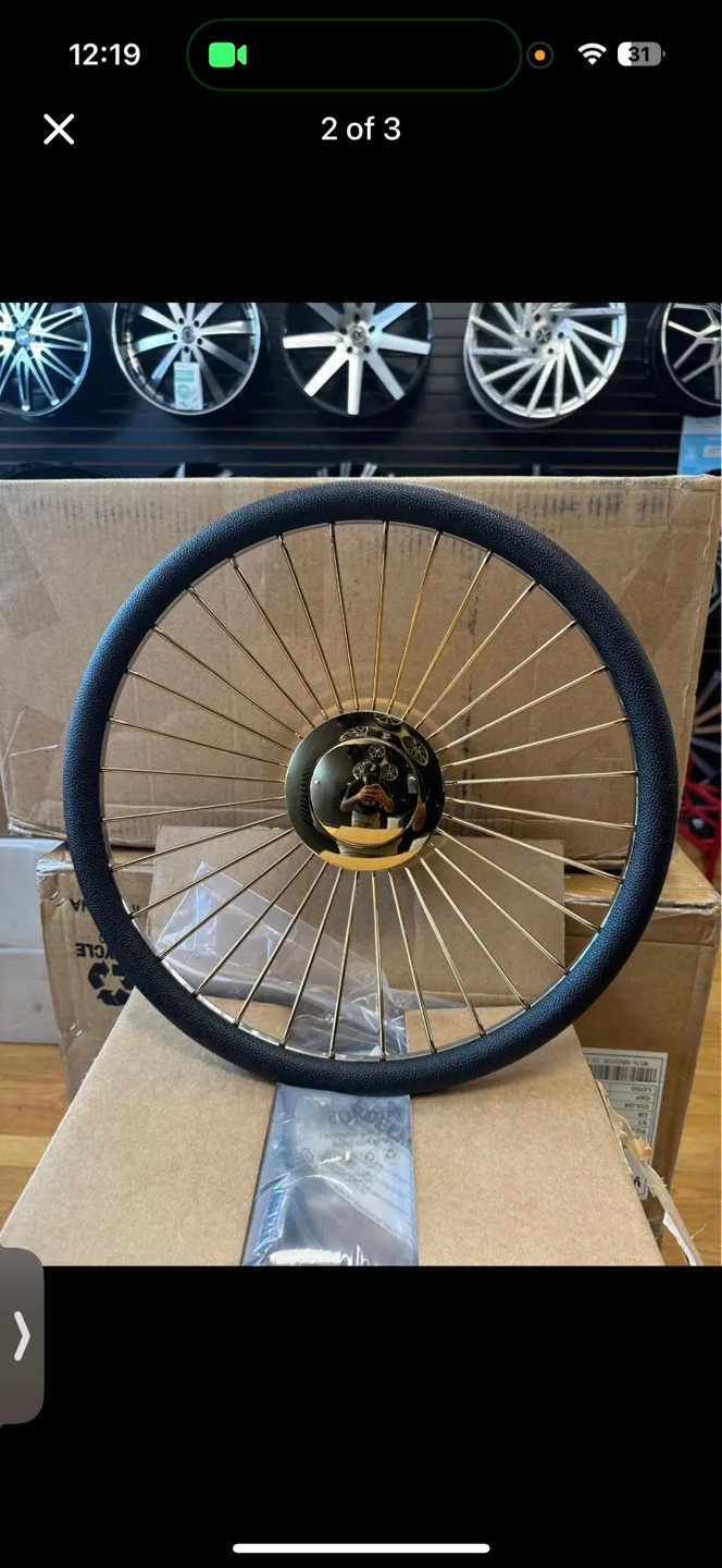 Gold Spoke Wire Wheels 13”-24” gold center spokes chrome lip thumbnail
