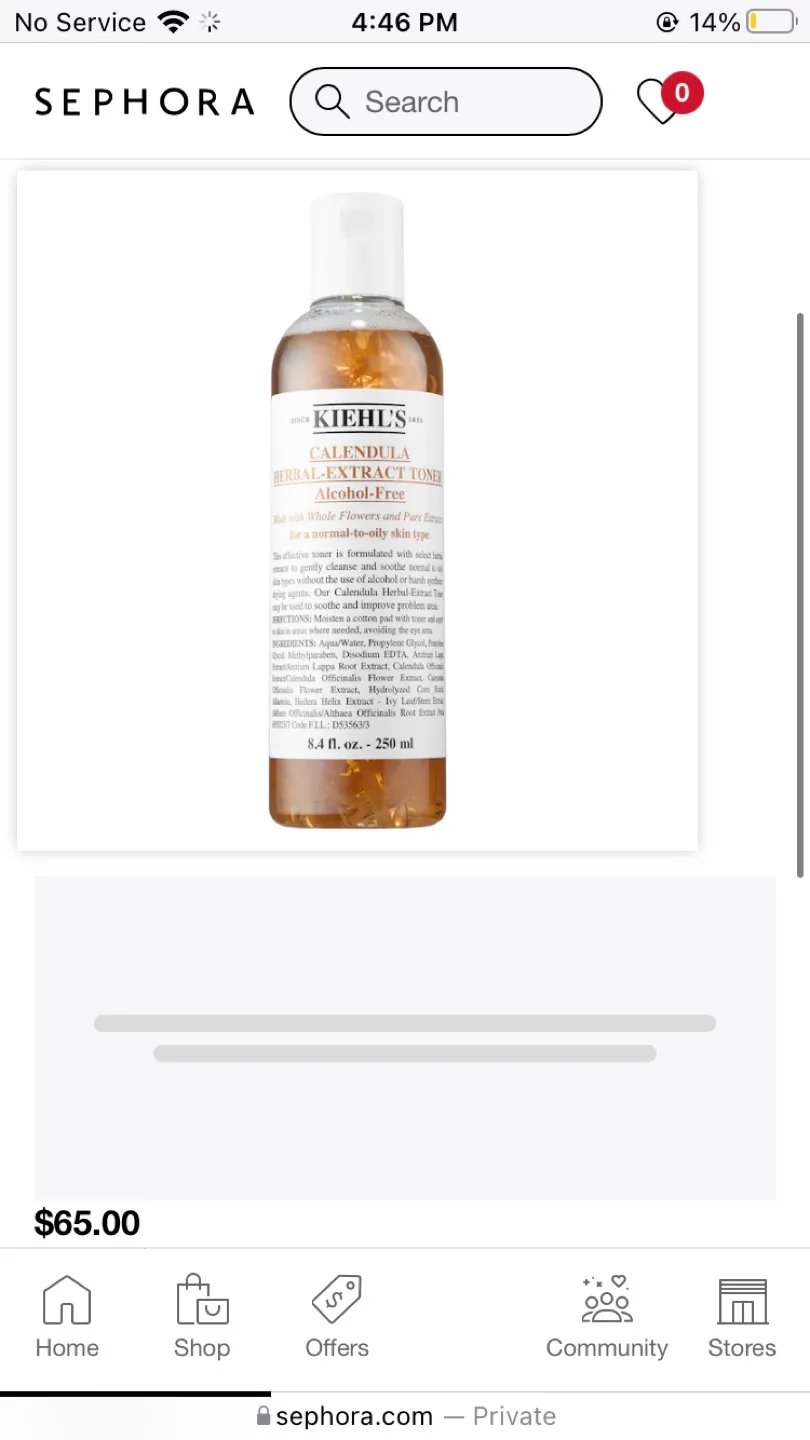 mini Never used  Kiehl’s Calendula Herbal-Extract Toner image indicator(2)