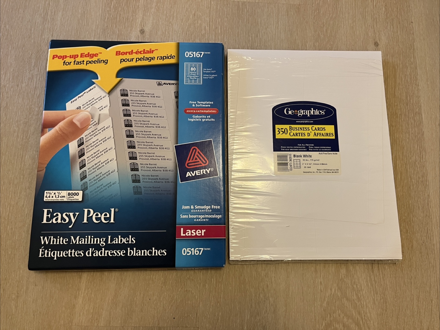 Avery Easy Peel Mailing Labels & Geographics Business Cards