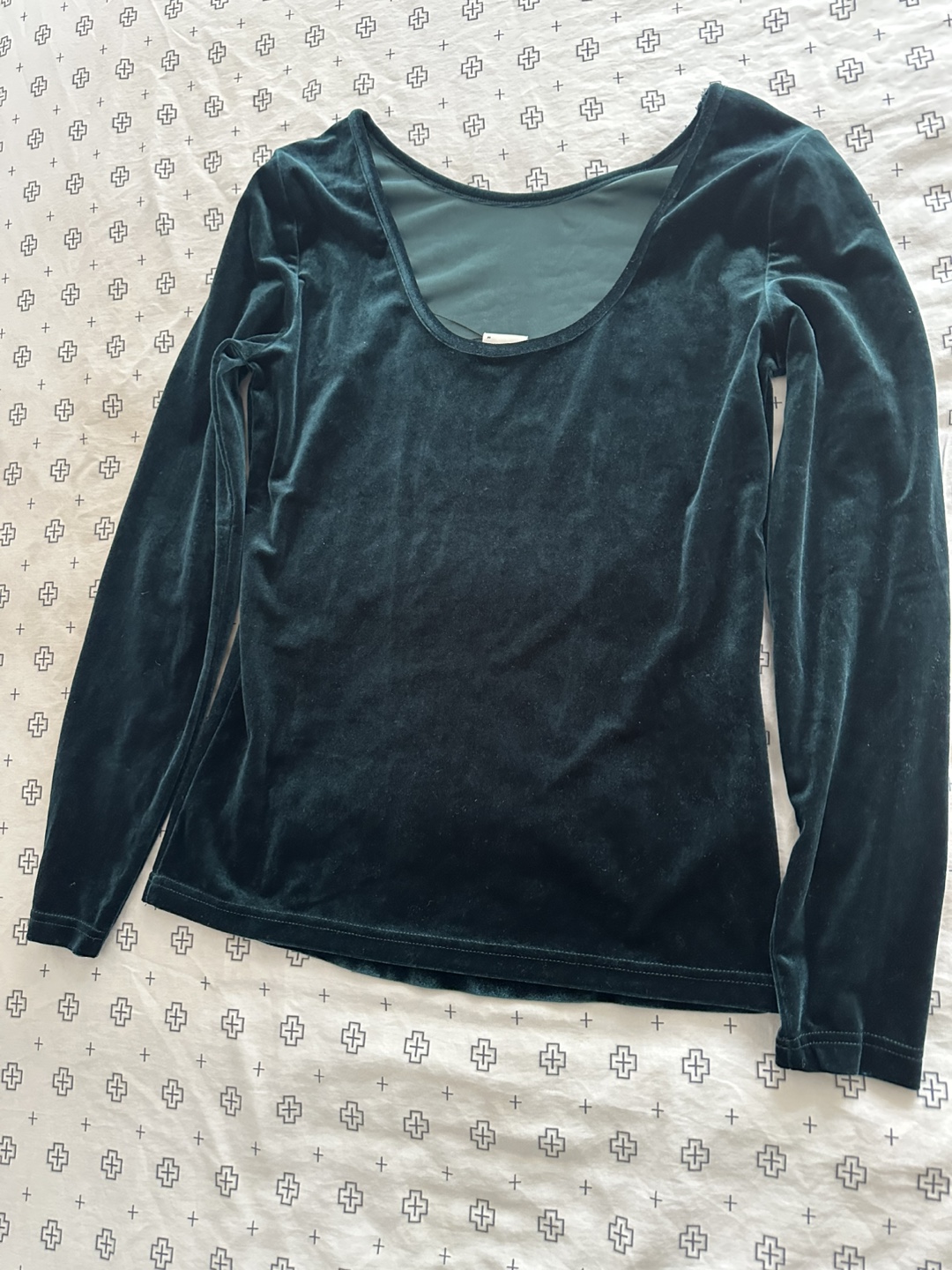 Green Velvet Long Sleeve Top