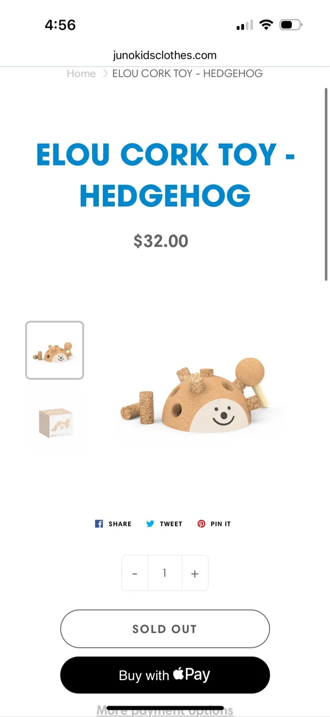 Elou Cork Toy Hedgehog - 18m+ image indicator(2)