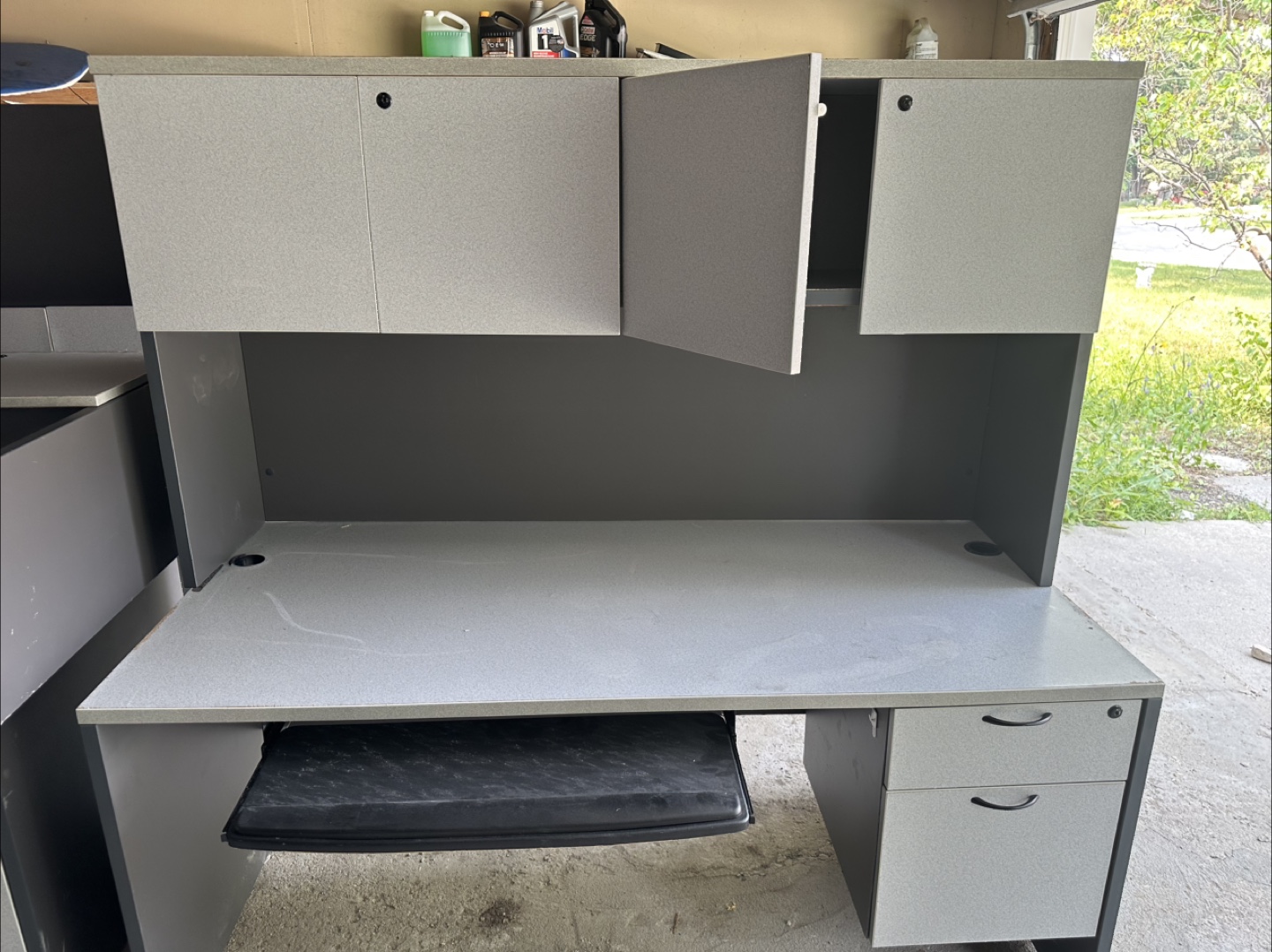 Grey Office Desk with Hutch - photo 2