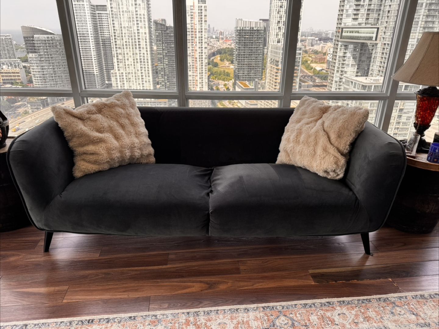 Grey Velvet Sofa - photo 2