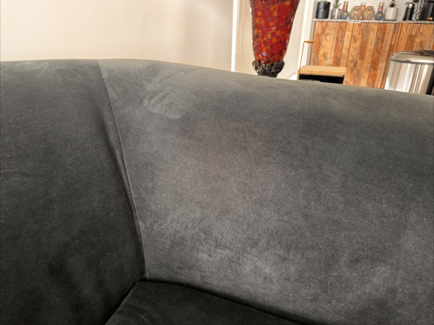 Grey Velvet Sofa - photo 5