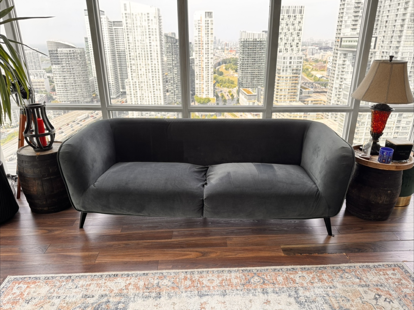 Grey Velvet Sofa