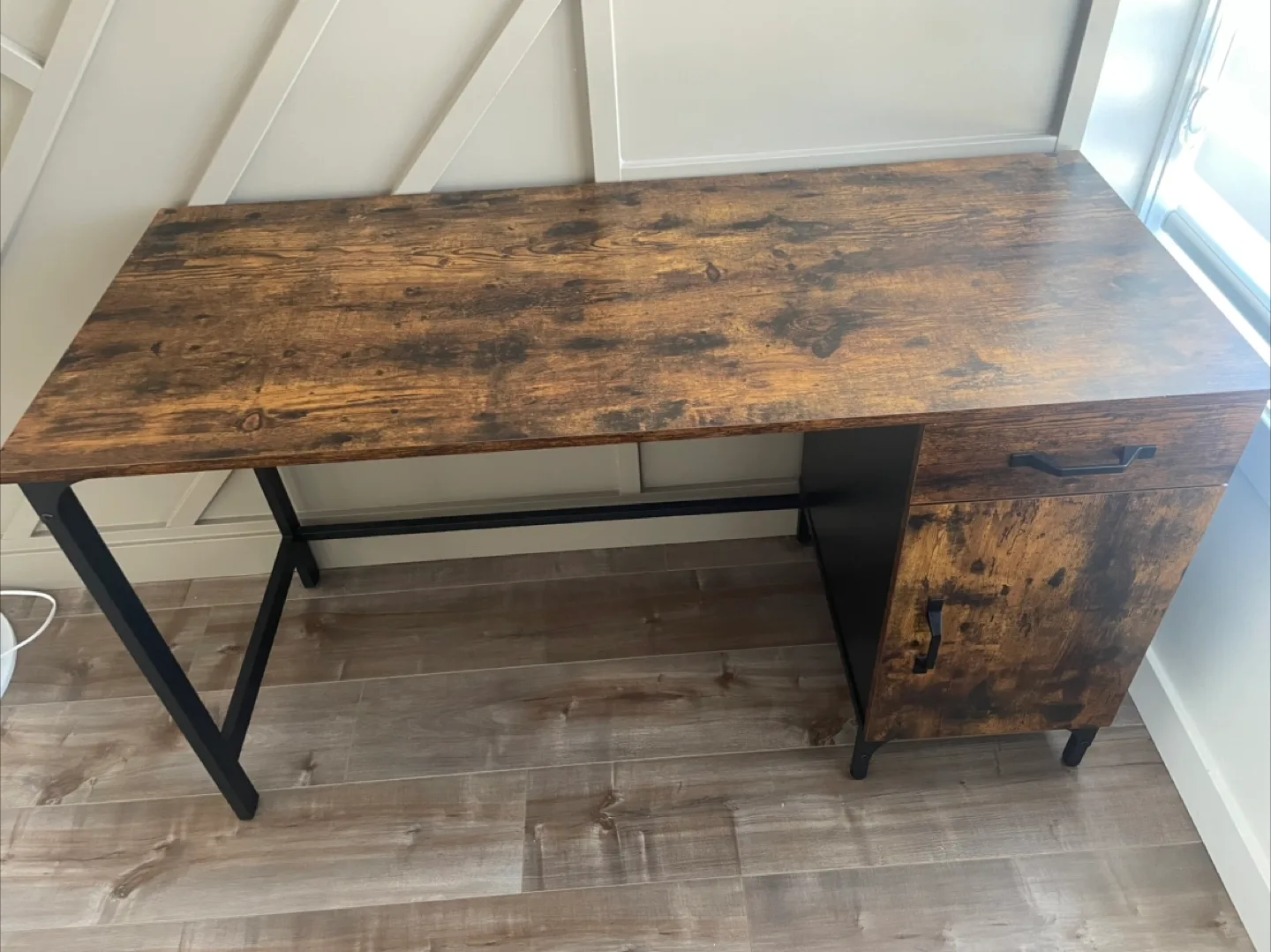 Rustic Brown & Black Desk with Storage thumbnail