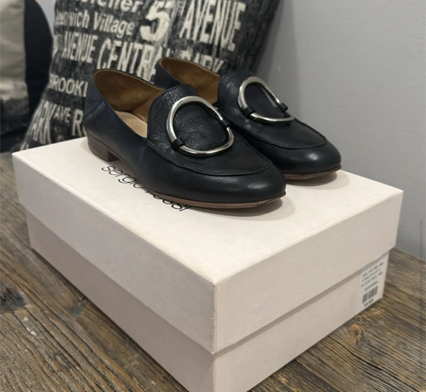 Sergio Rossi Black Leather Loafers thumbnail