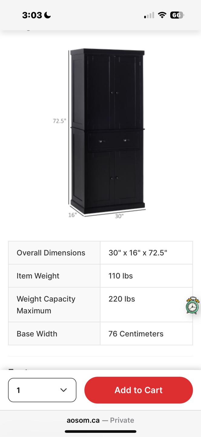 Black Corner Storage Cabinet, 30" x 16" x 72.5"