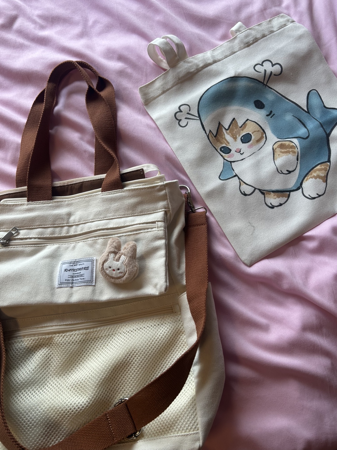 Canvas Tote Bags - Cream & Mofusand
