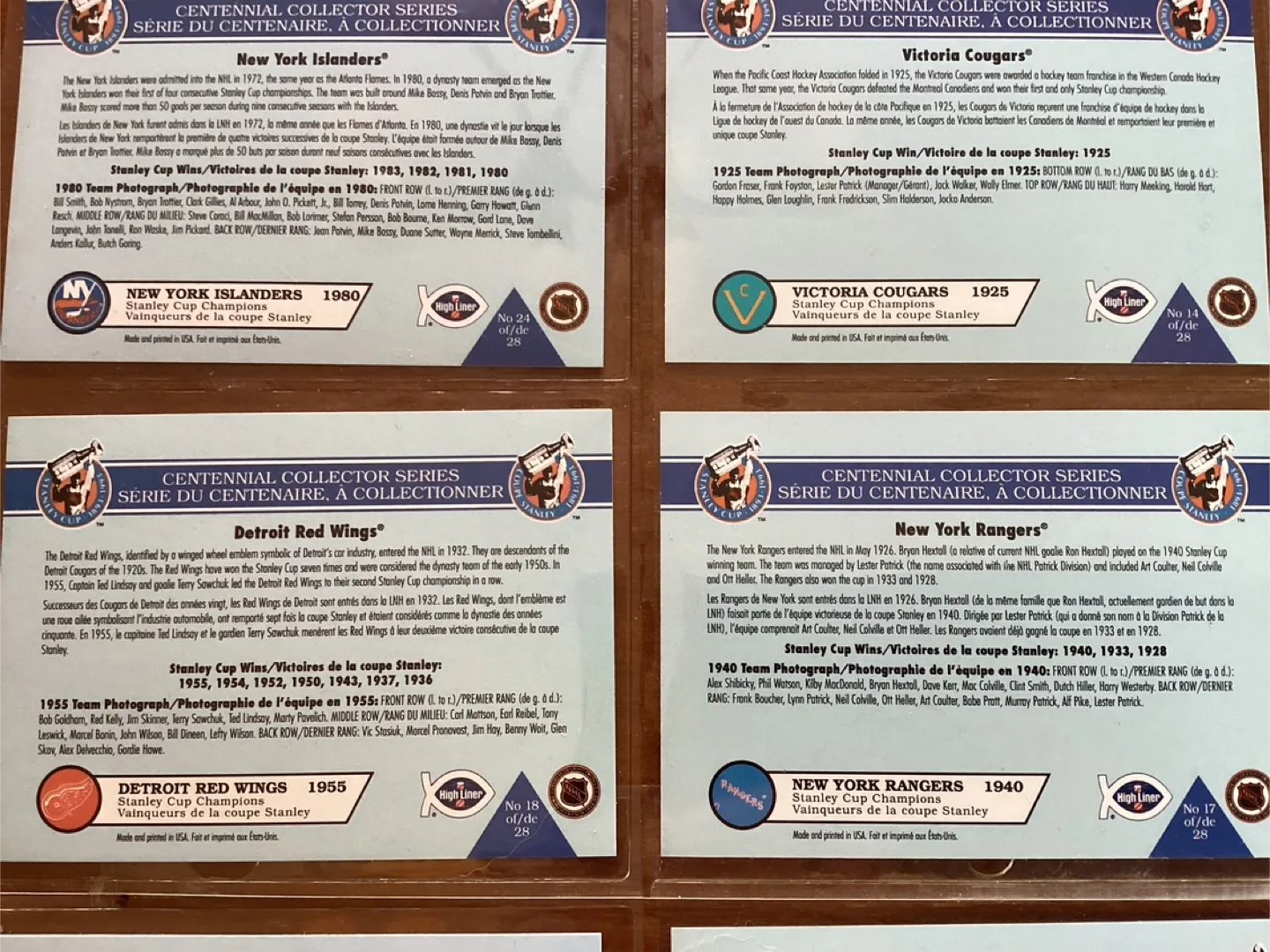 1992 HIGH LINER STANLEY CUP CENTENNIAL COLLECTOR Series Cards image indicator(6)