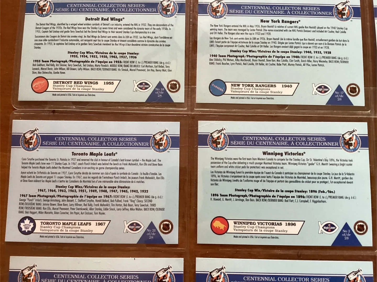 1992 HIGH LINER STANLEY CUP CENTENNIAL COLLECTOR Series Cards image indicator(8)