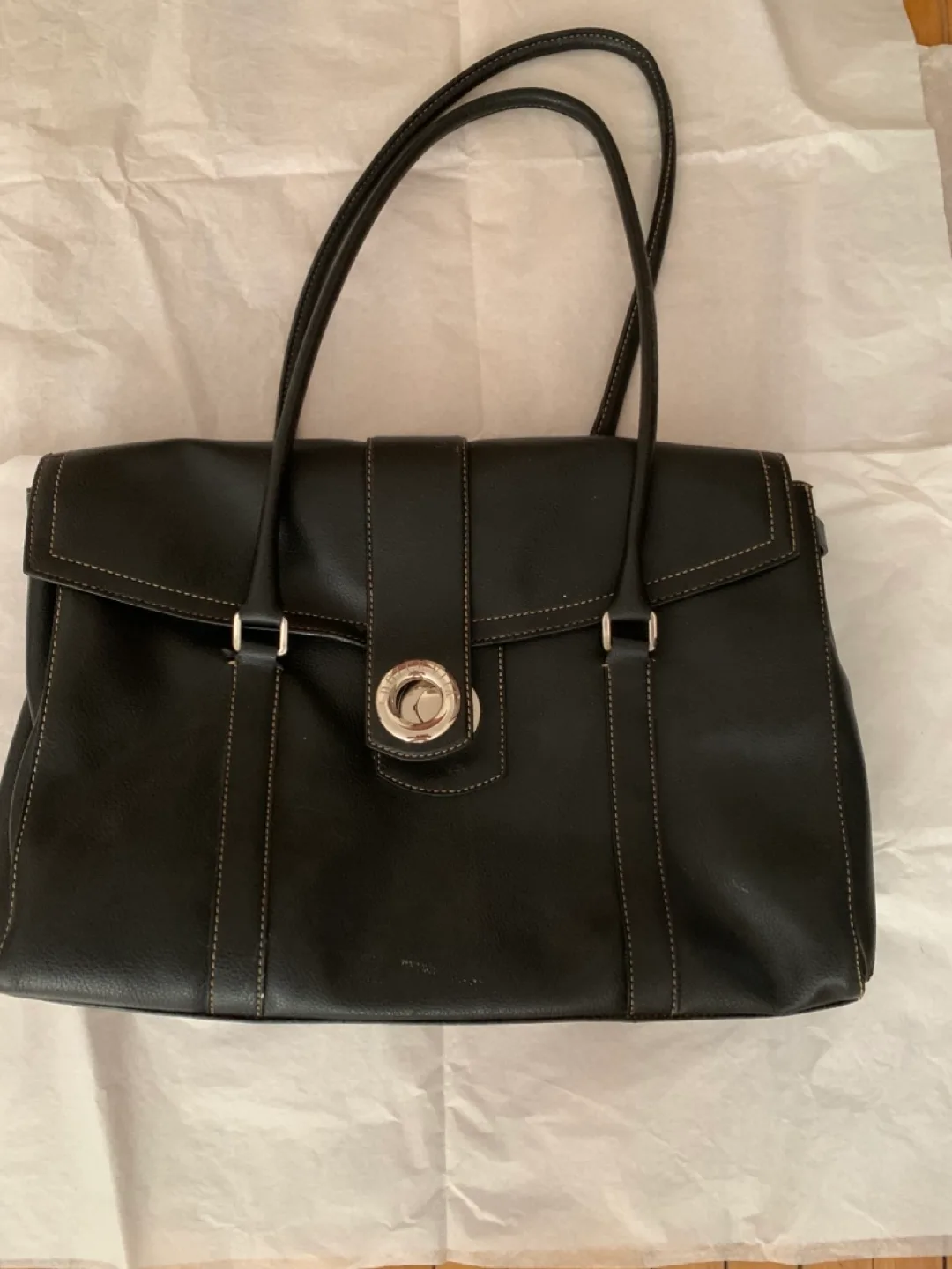 Black Leather laptop handbag image indicator(3)